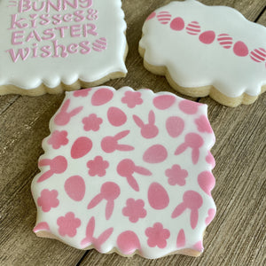Bunny Kisses Easter Wishes Cookie Stencil bakeartstencil