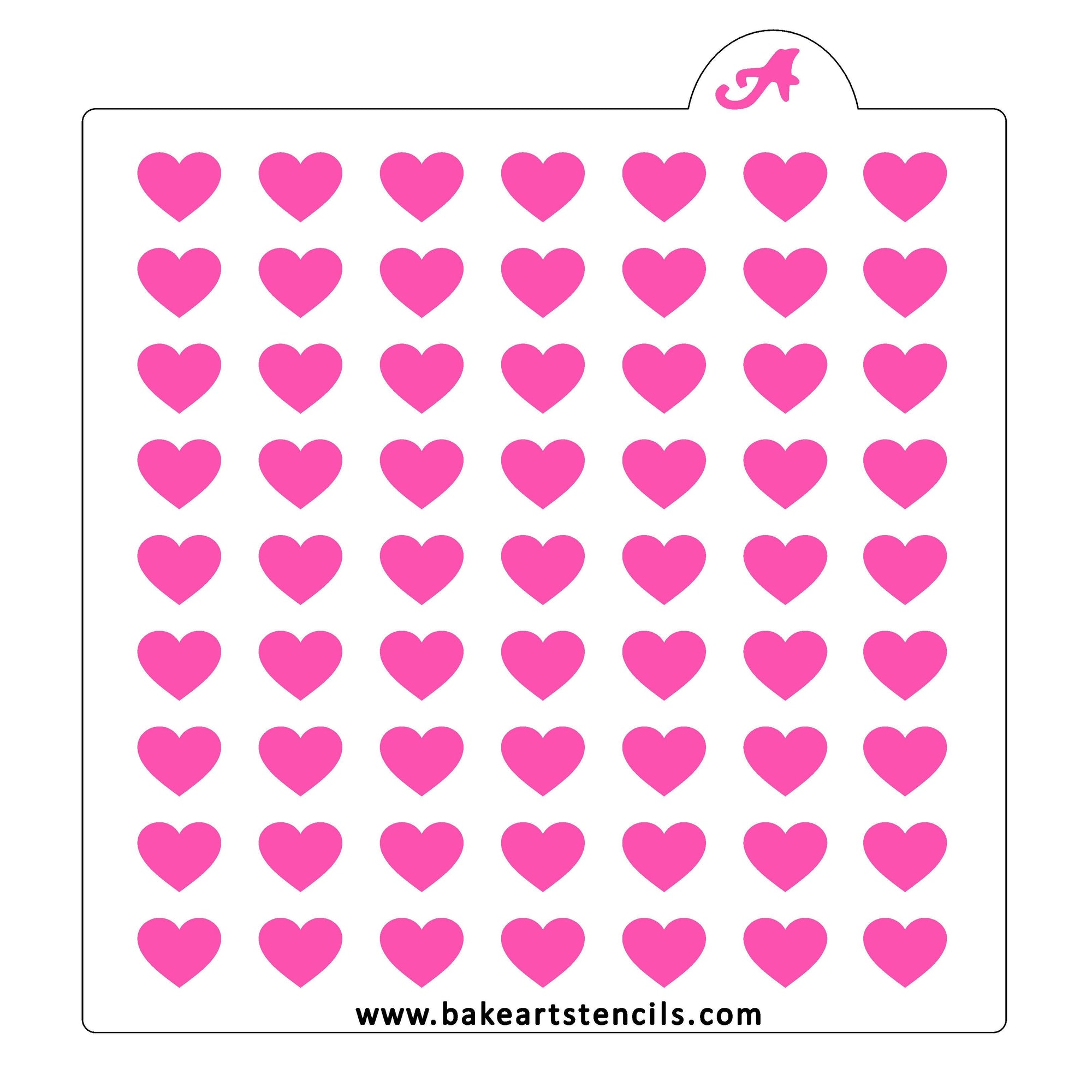 Hearts In Line Pattern Stencil bakeartstencil