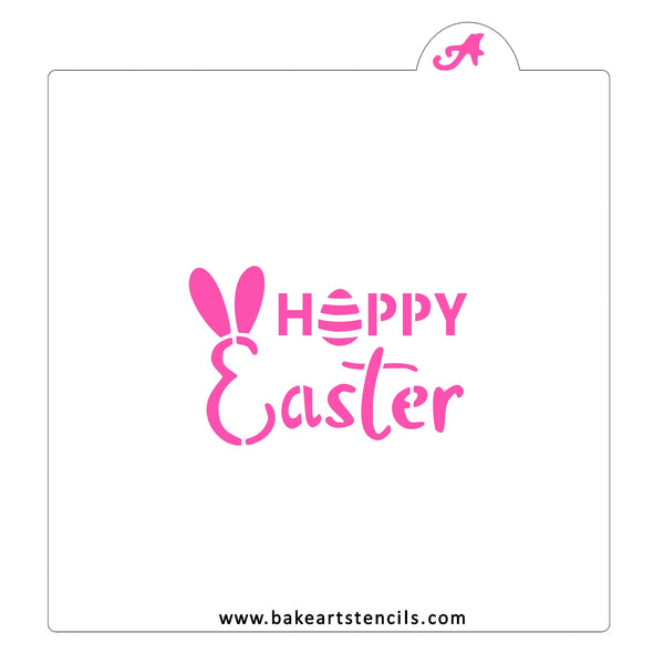 Happy Easter bunny egg cookie stencil words FT0019