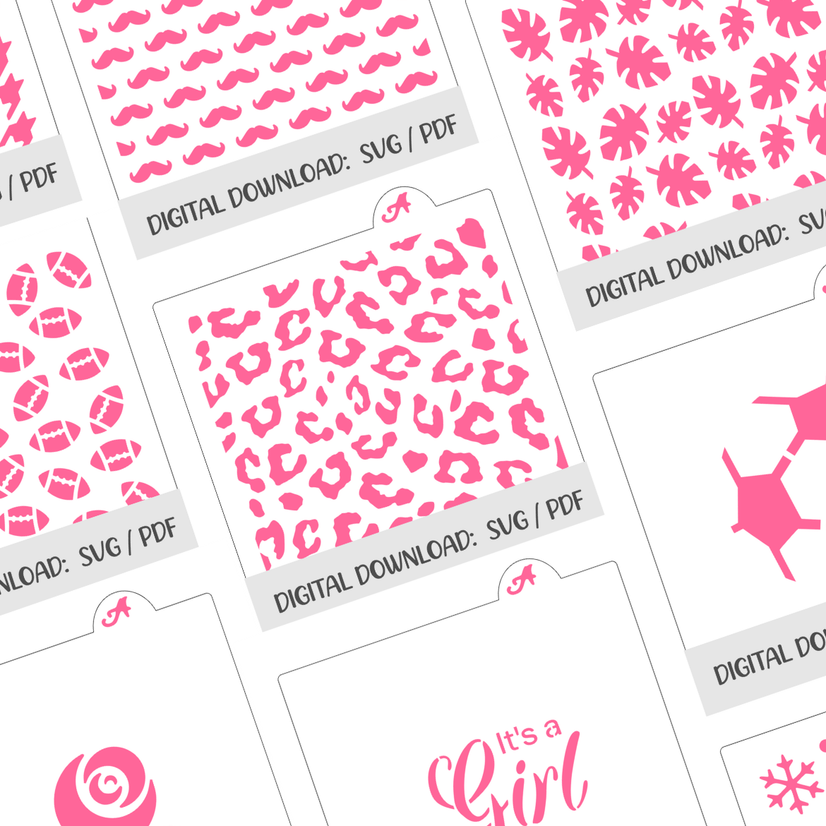 Digital Downloads Collection, stencil files formats include SVG and PDF