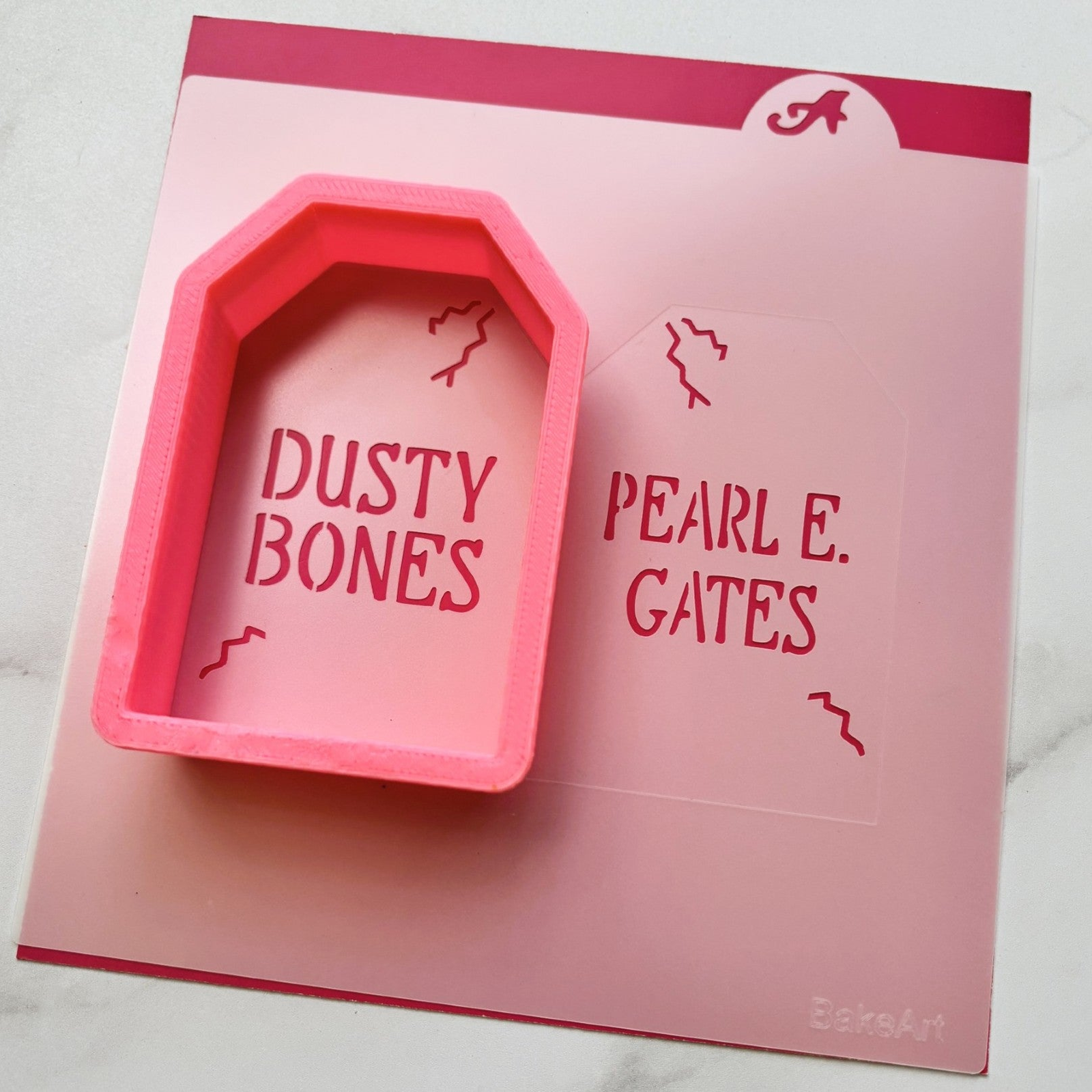 Gravestone Cookie Decorating Set including stencils and Tombstone Cutter.