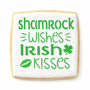 Shamrock Wishes Irish Kisses Cookie Stencil bakeartstencil