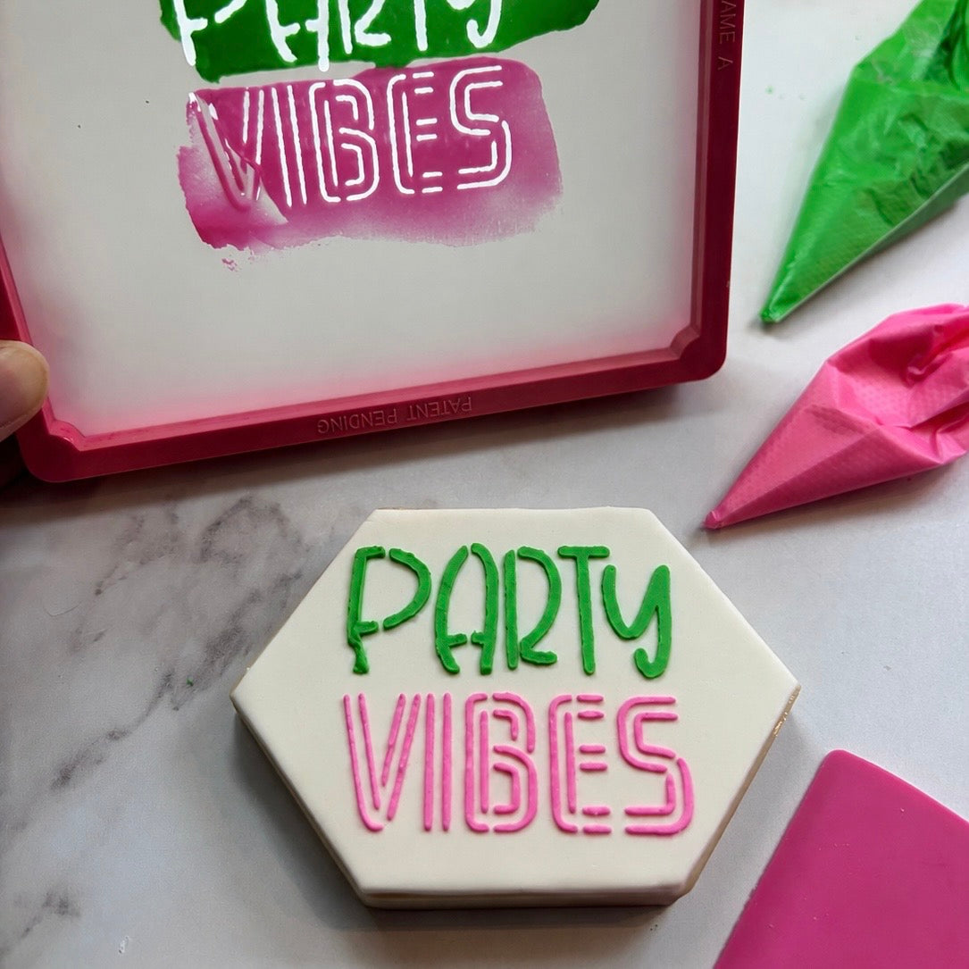 Party Vibes Cookie Stencil bakeartstencil