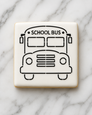 School Bus PYO Cookie Stencil bakeartstencil