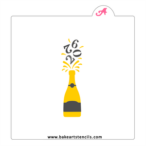 2026 Cheers Cookie Stencil: Champagne New Years bakeartstencil