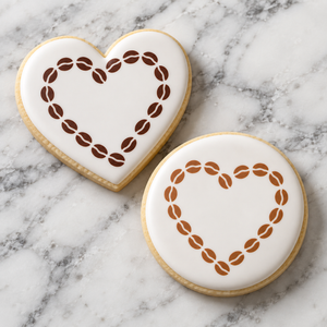 Coffee Beans Heart Cookie Stencil bakeartstencil