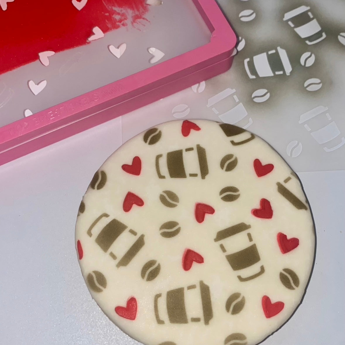 Latte Love Pattern Cookie Stencil bakeartstencil