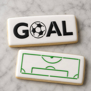 Soccer Stack Sticks Cookie Stencil: Goal, Ball, Field bakeartstencil