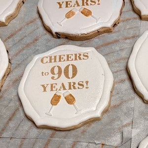 Cheers to 90 Years Cookie Stencil bakeartstencil
