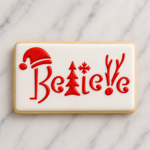 Fun Believe Cookie Stencil bakeartstencil