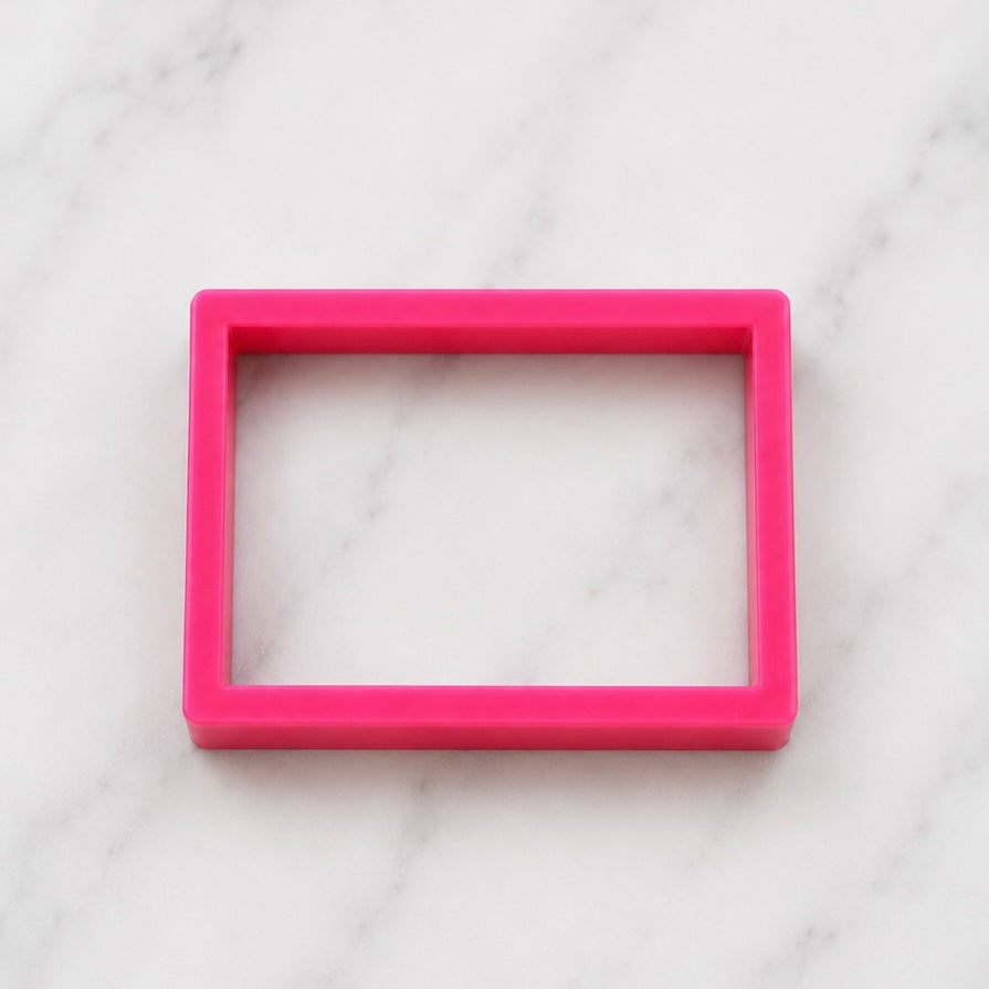 Rectangle Cookie Cutter in pink food-safe plastic