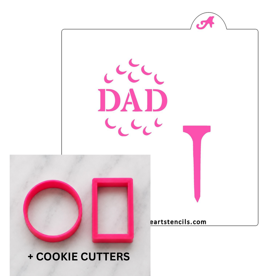 Dad Golf Cookie Cutters & Stencil bakeartstencil