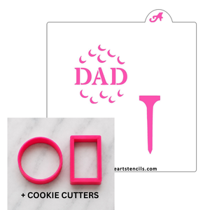 Dad Golf Cookie Cutters & Stencil bakeartstencil