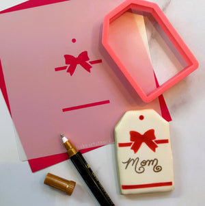 Gift Tag Cookie Cutter and Bow Stencil bakeartstencil