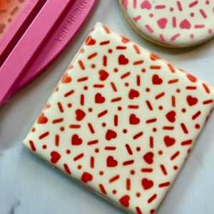 Sugar Hearts Pattern Stencil bakeartstencil