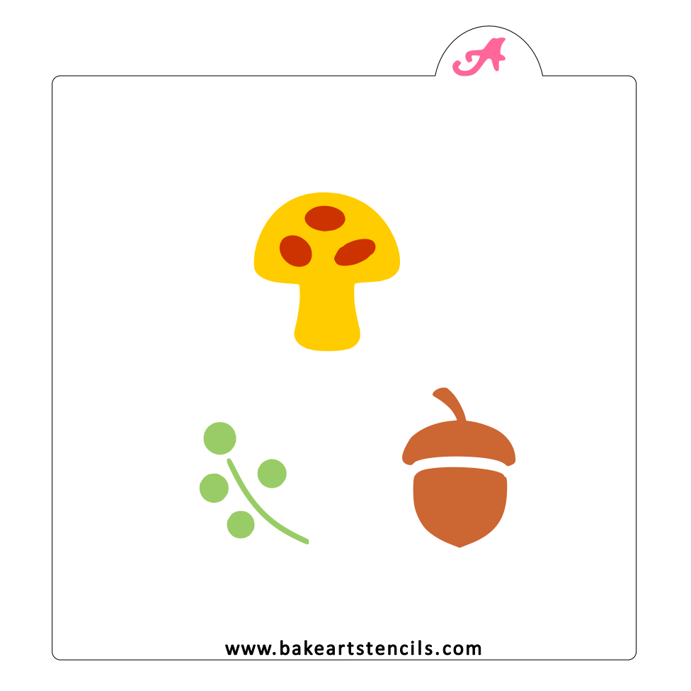 Acorn Mushroom Minis Stencil bakeartstencil