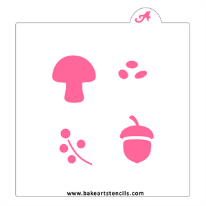 Acorn Mushroom Minis Stencil bakeartstencil