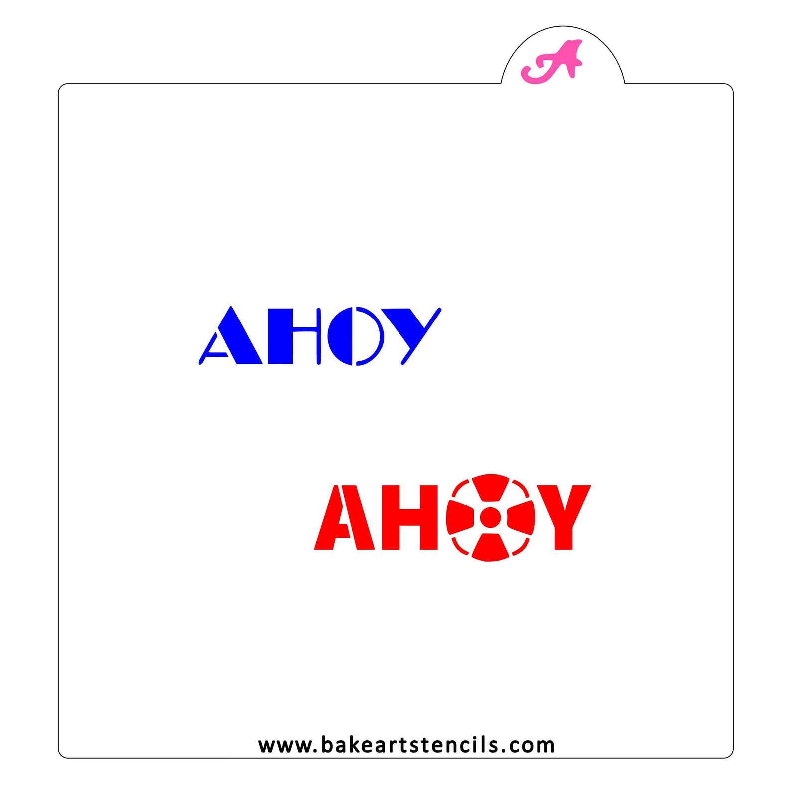 Ahoy Cookie Stencil, features two designs on one stencil.