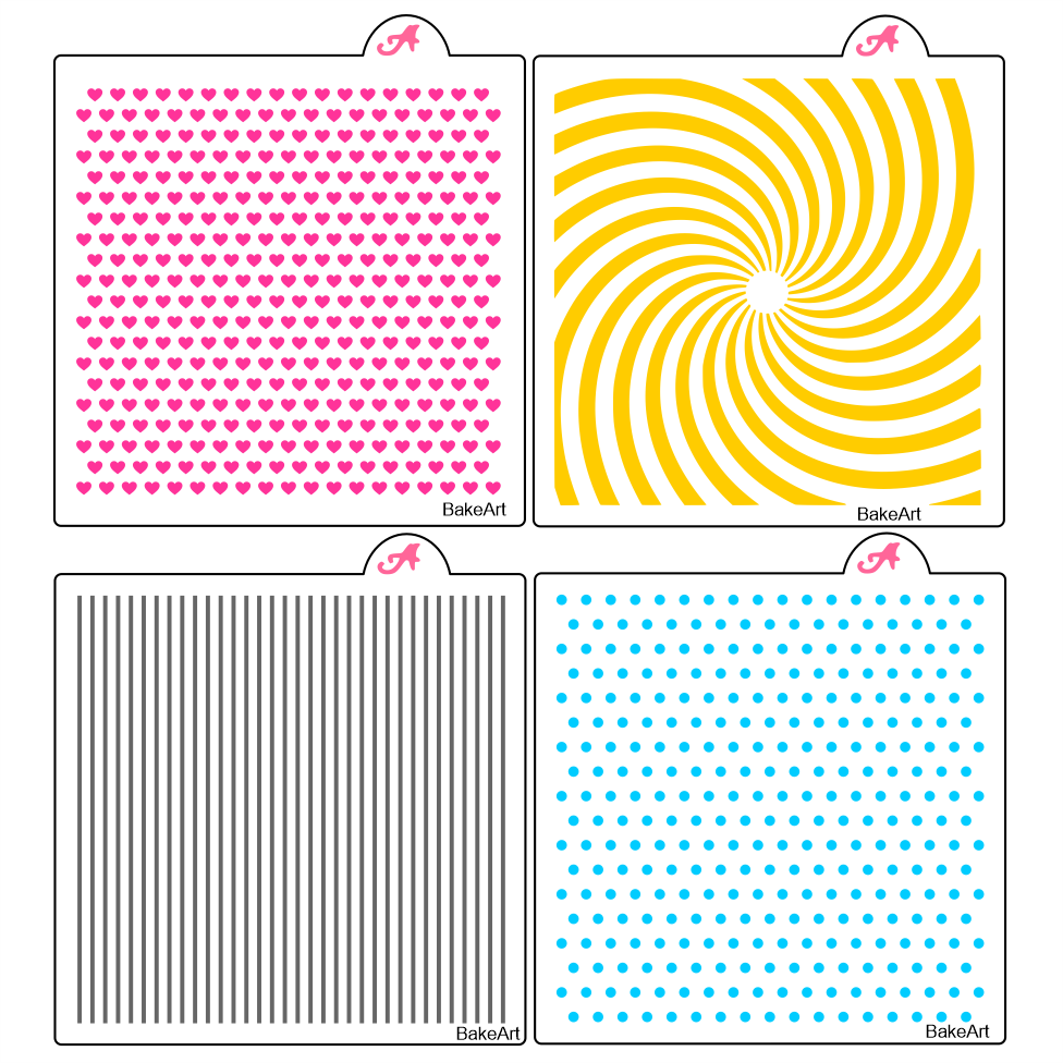 Tiny Popular Patterns Cookie Stencil Set bakeartstencils