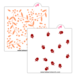 Autumn Acorns Cookie Stencil bakeartstencil