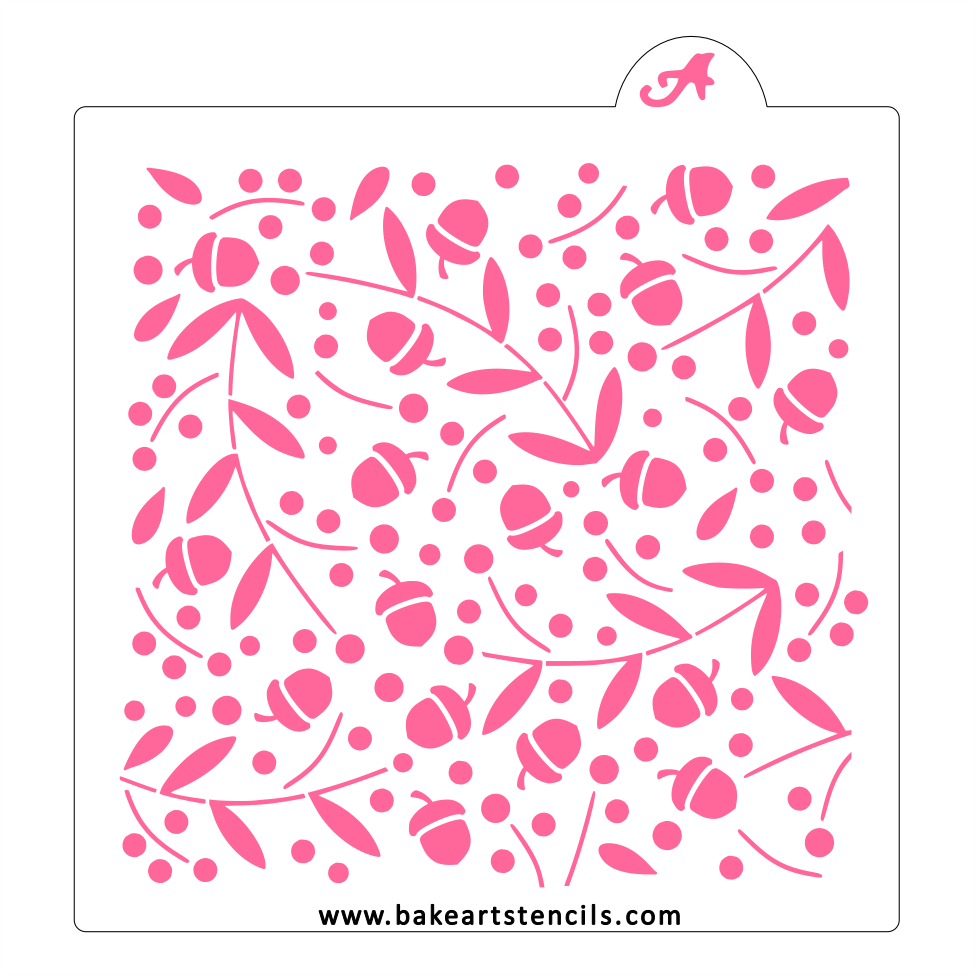 Autumn Acorns Cookie Stencil bakeartstencil