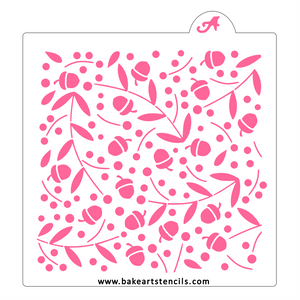 Autumn Acorns Cookie Stencil: Fall Leaves, Floral Pattern bakeartstencil