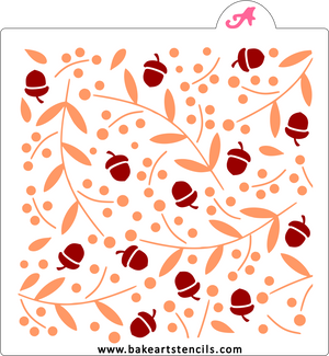 Autumn Acorns Cookie Stencil bakeartstencil