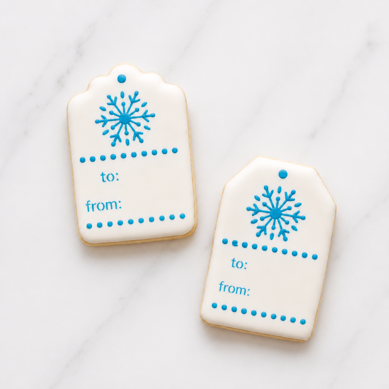 Snowflake Gift Tag Cookie Stencil bakeartstencil