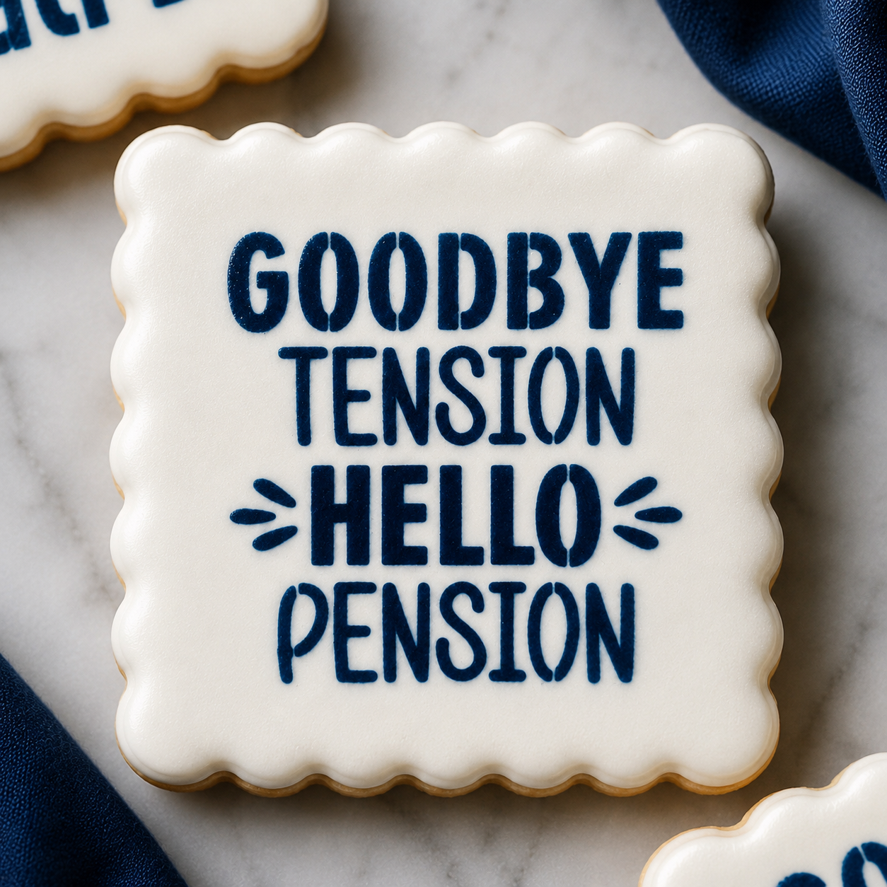 Goodbye Tension Hello Pension Cookie Stencil: Retirement Baking bakeartstencil