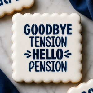 Goodbye Tension Hello Pension Cookie Stencil: Retirement Baking bakeartstencil