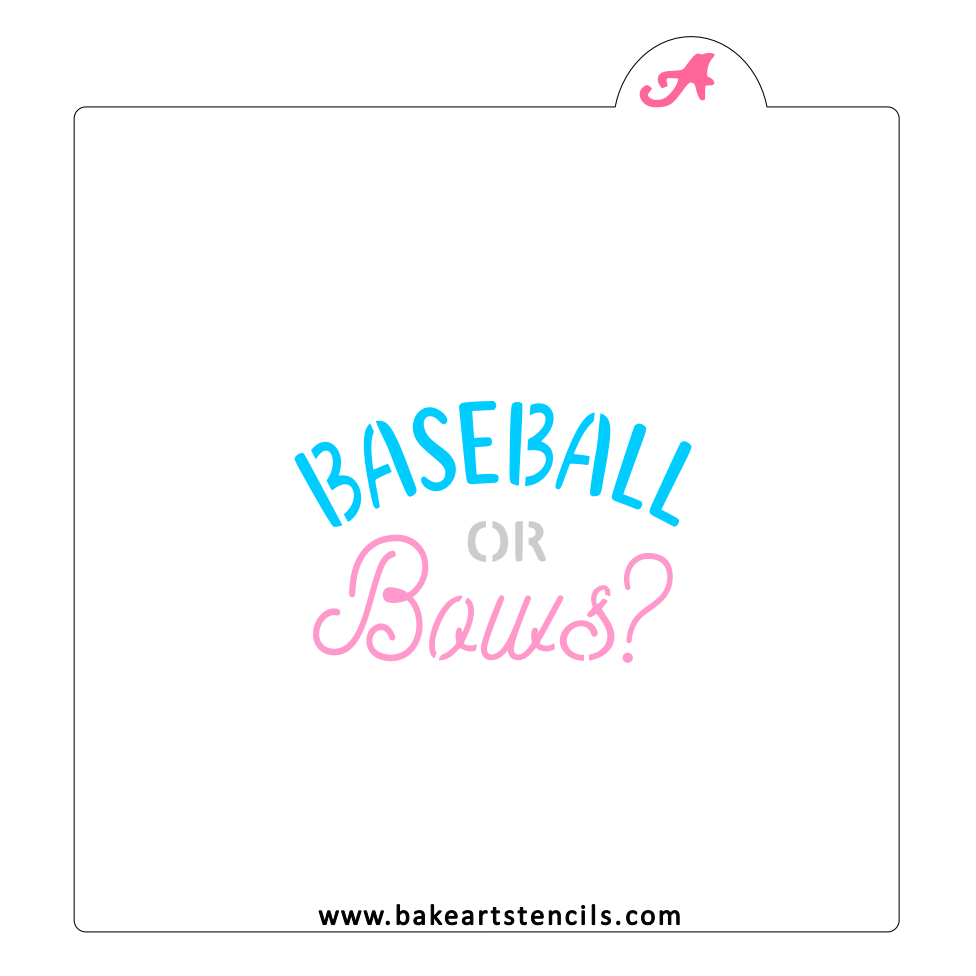 Baseball or Bows Cookie Stencil bakeartstencil