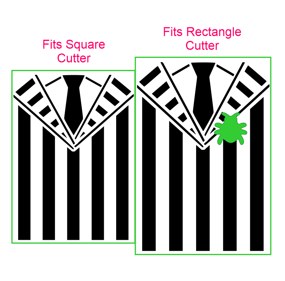 Beetle Suit Cookie Stencil, available in several sizes, is a fun design for decorating trendy Halloween movie cookies.