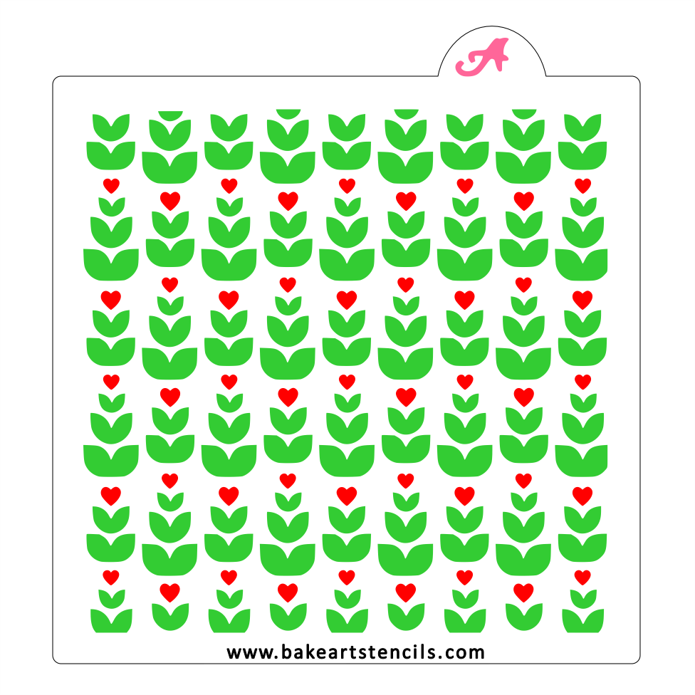 Blooming Hearts Stencil Set bakeartstencil