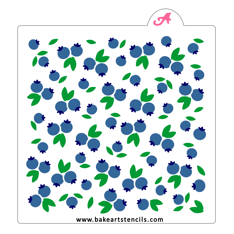 Blueberries Cookie Stencil Set: Spring Berry bakeartstencil