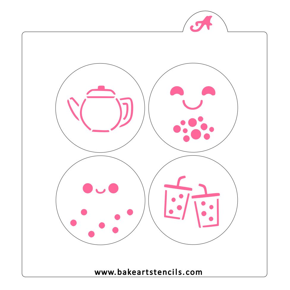 Boba and Tea Mini Stencil bakeartstencil