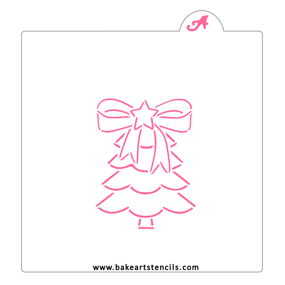 Bow Tree Topper PYO Cookie Stencil bakeartstencil