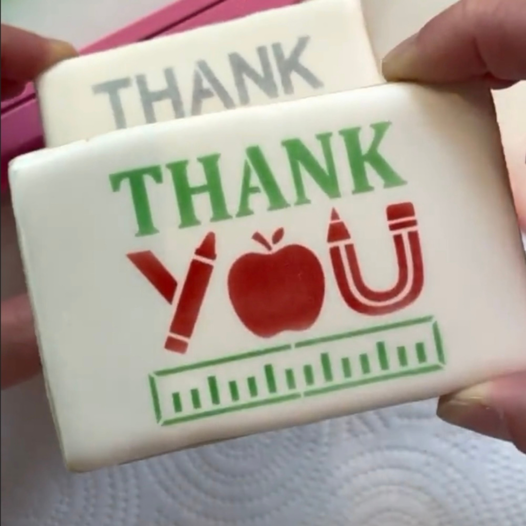 Teacher Thanks Cookie Stencil bakeartstencil