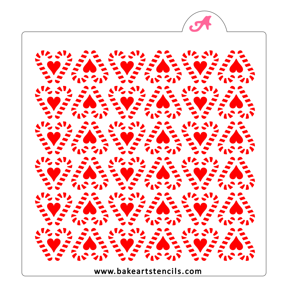 Candy Cane Hearts Cookie Stencil: Christmas Love bakeartstencil