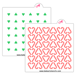 Candy Cane Hearts Cookie Stencil: Christmas Love bakeartstencil