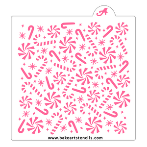 Candy Cane Forest Cookie Stencil, patterned design to decorate 
sweet Christmas Cookies.