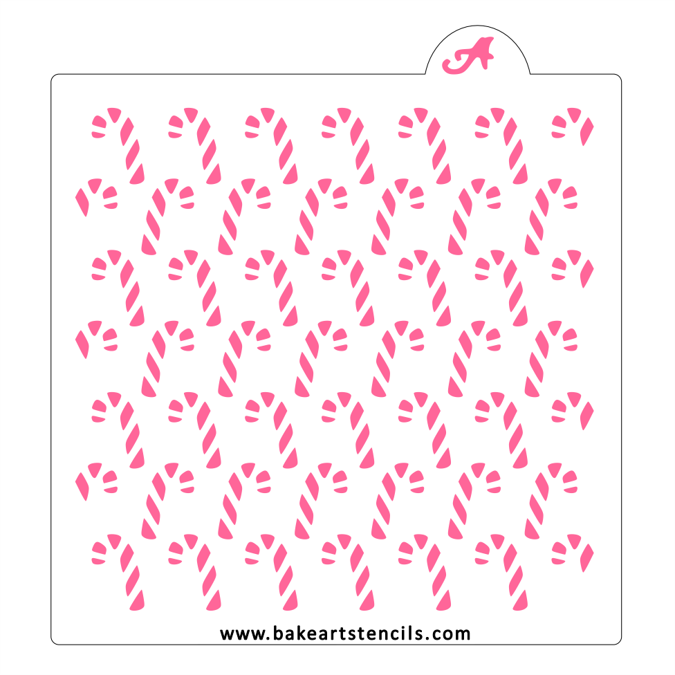 Candy Canes Pattern Stencil - bakeartstencils