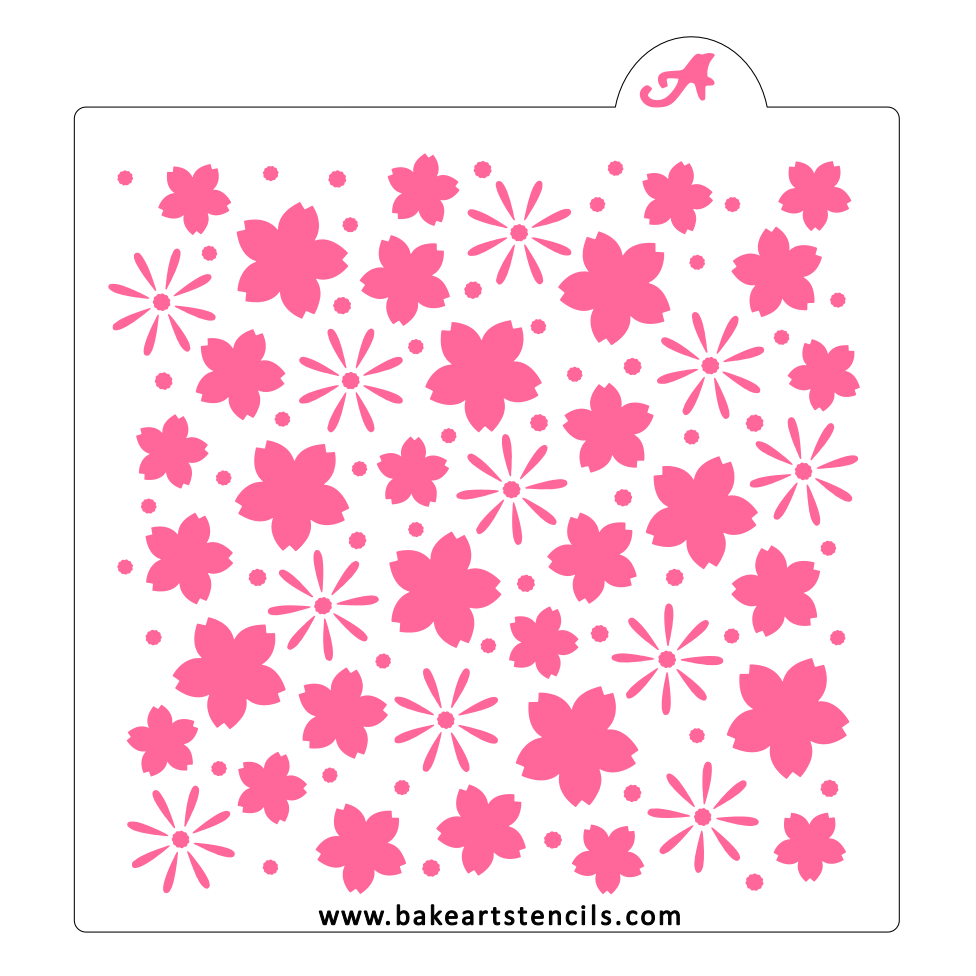 Cherry Bursts Cookie Stencil bakeartstencil