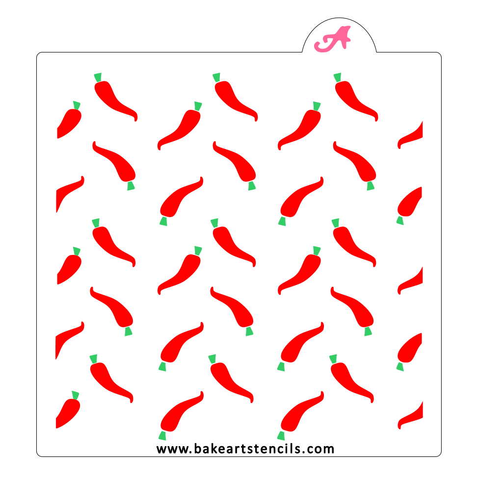 Chili Pepper Pattern Stencil bakeartstencil