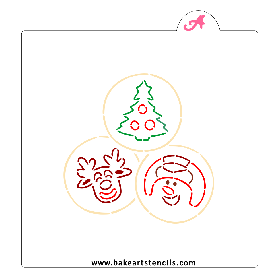 Christmas Sugar Cookies PYO Stencil bakeartstencil