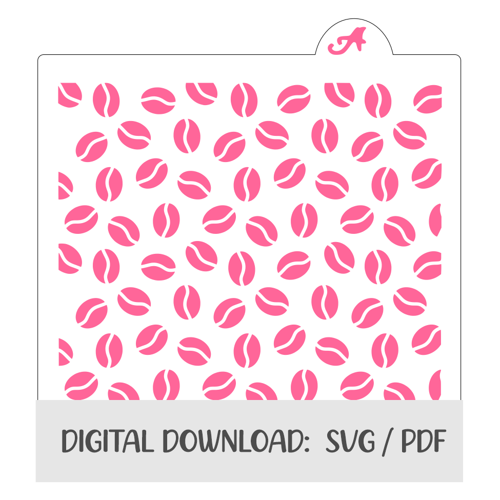 Coffee Beans Pattern Digital Download bakeartstencils