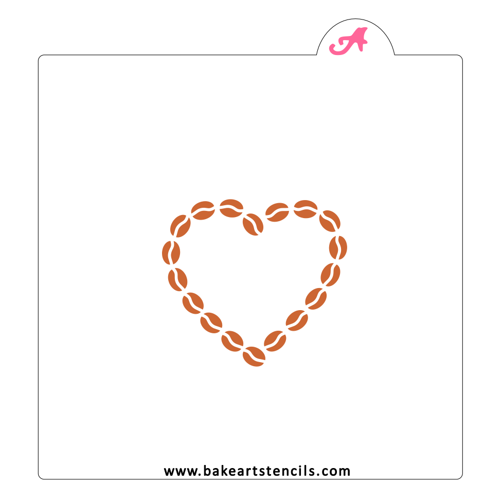 Coffee Beans Heart Cookie Stencil bakeartstencil