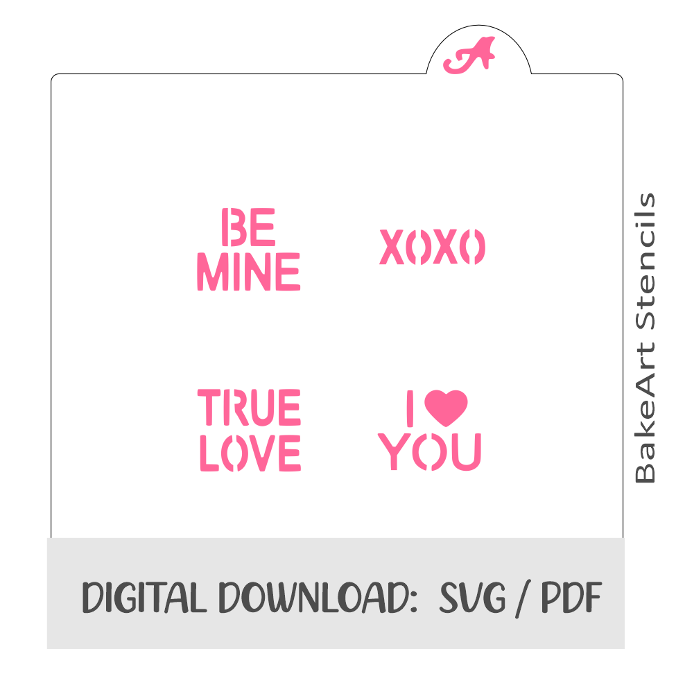 Conversation Hearts Small Digital Download bakeartstencils