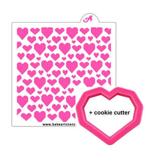 Geometric Hearts Cookie Stencil bakeartstencil