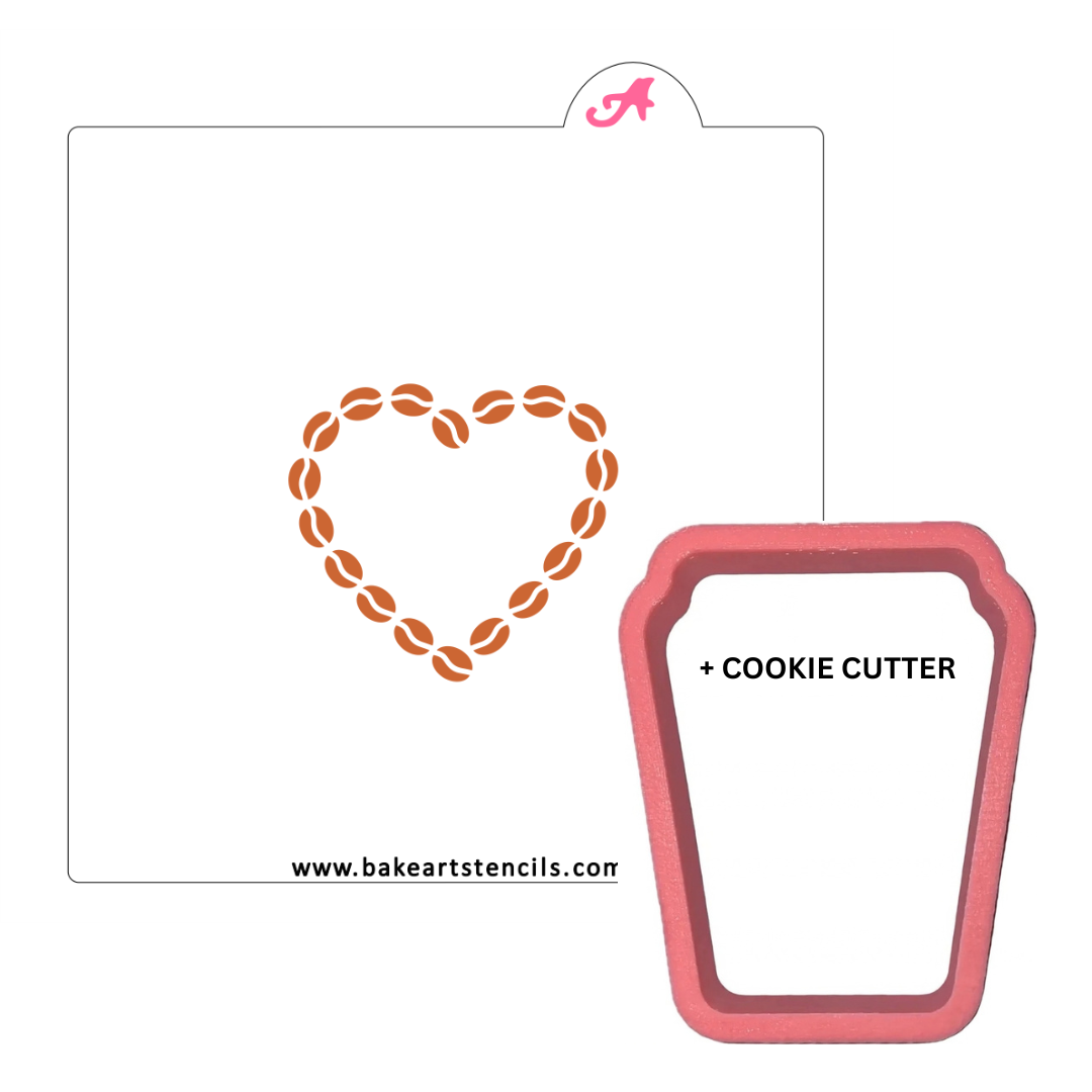 Heart Coffee Cup Cookie Cutter & Stencil bakeartstencil