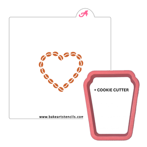 Heart Coffee Cup Cookie Cutter & Stencil bakeartstencil